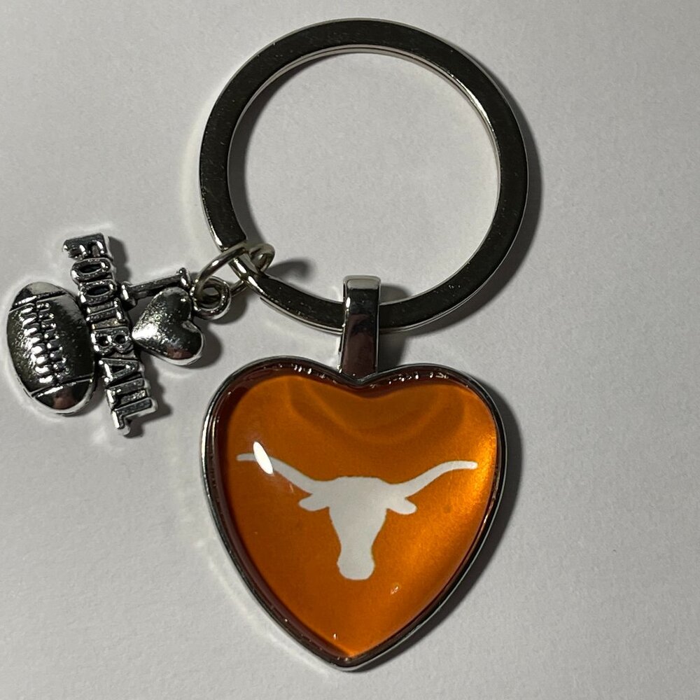 Texas Longhorns NCAA I Love Football Keychain NEW!!